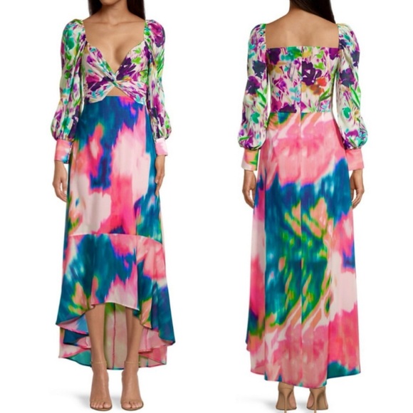 NWT One33 Social Printed Flounce Hem Dress Size 4 - Picture 1 of 14